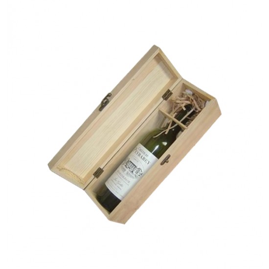 Ξύλινο αλουστράριστο κουτί για 1 φιάλη κρασί 20601235