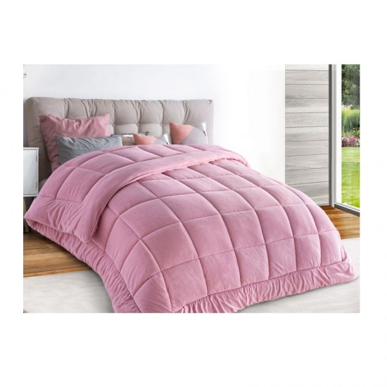 Πάπλωμα Fleece Διπλής Όψης King Size 240 x 260 cm Χρώματος Ροζ Idomya 30101430