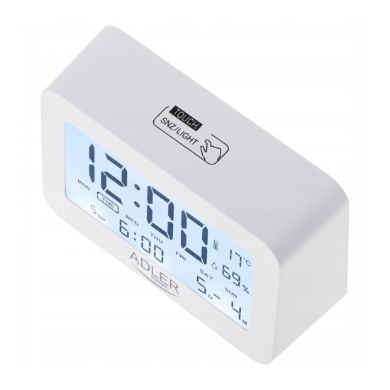 Ψηφιακό Επιτραπέζιο Ρολόι με Ξυπνητήρι Χρώματος Λευκό Adler AD-1196W